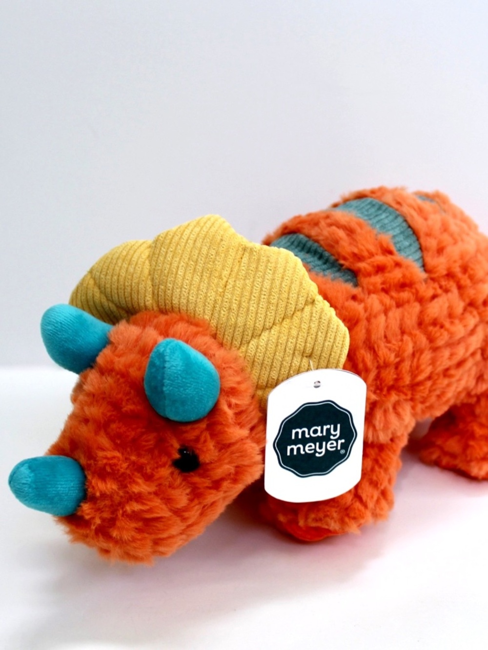 Mary Meyer Fab Fuzz Checkers Triceratops Dinosaur Plush Lovey Stuffed Animal 14"